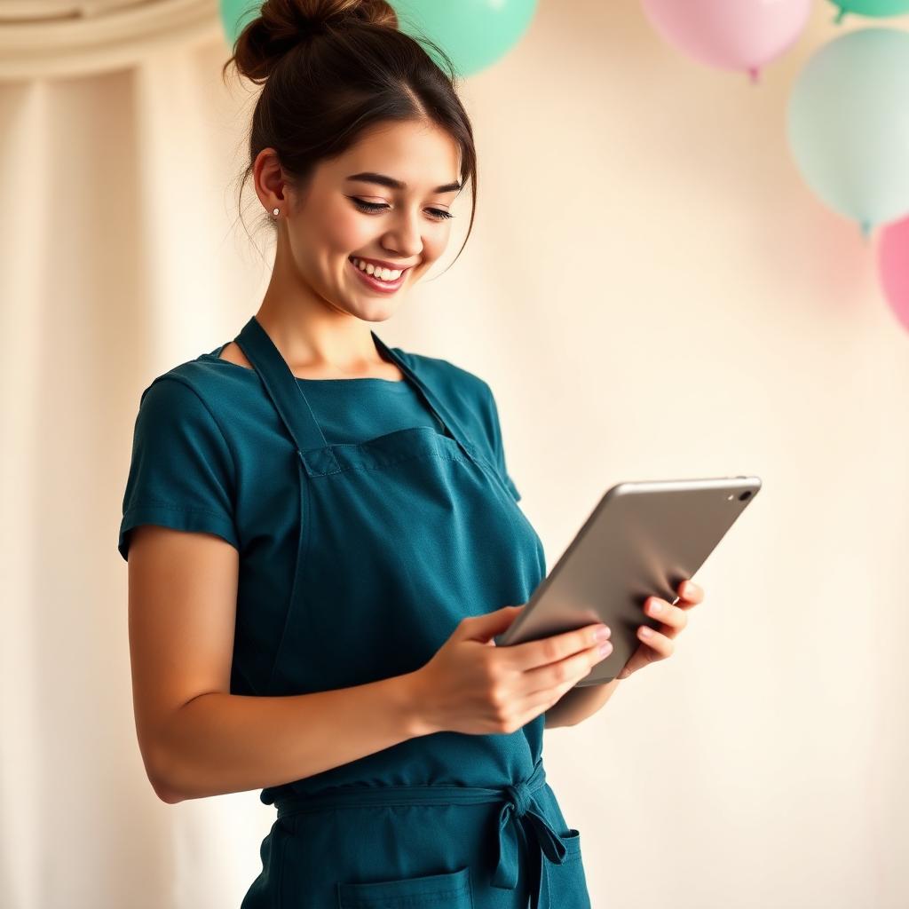 Furnizor zâmbind cu tableta în mână